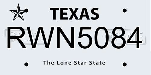 RWN5084 Texas License Plate