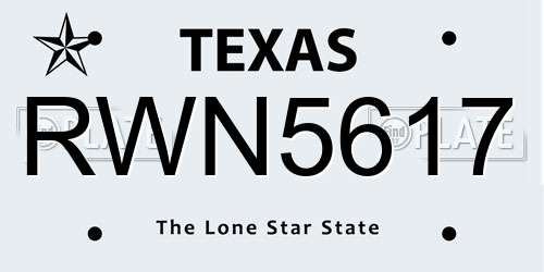 RWN5617 Texas License Plate