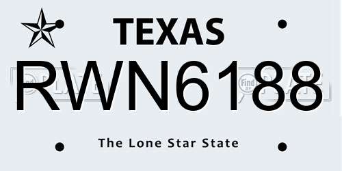 RWN6188 Texas License Plate