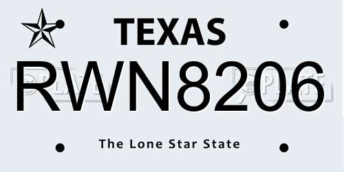 RWN8206 Texas License Plate