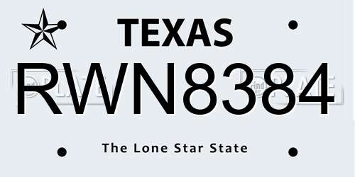 RWN8384 Texas License Plate