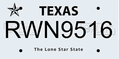 RWN9516 Texas License Plate