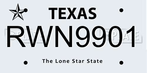 RWN9901 Texas License Plate