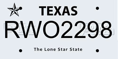 RWO2298 Texas License Plate