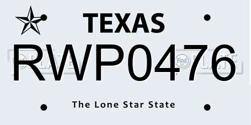 RWP0476 Texas License Plate