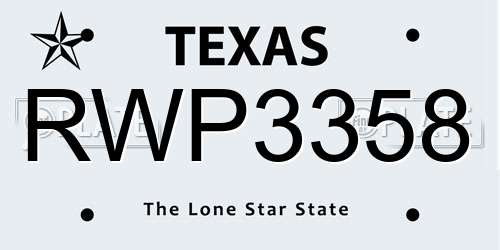RWP3358 Texas License Plate