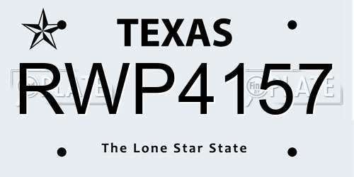 RWP4157 Texas License Plate