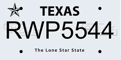 RWP5544 Texas License Plate