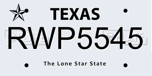 RWP5545 Texas License Plate