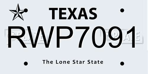RWP7091 Texas License Plate
