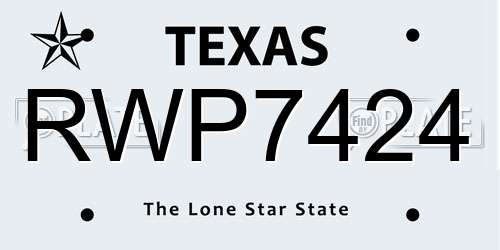 RWP7424 Texas License Plate