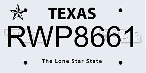 RWP8661 Texas License Plate