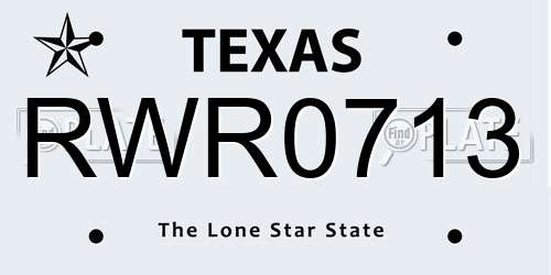 RWR0713 Texas License Plate