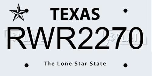 RWR2270 Texas License Plate