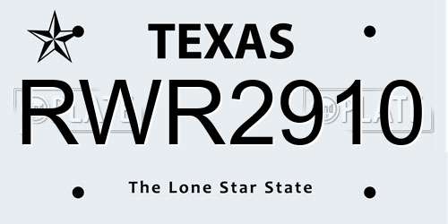 RWR2910 Texas License Plate