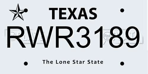 RWR3189 Texas License Plate