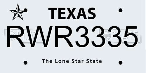 RWR3335 Texas License Plate