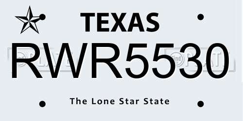RWR5530 Texas License Plate