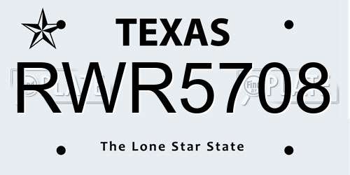 RWR5708 Texas License Plate