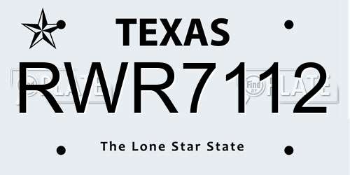 RWR7112 Texas License Plate