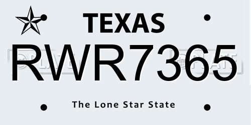RWR7365 Texas License Plate