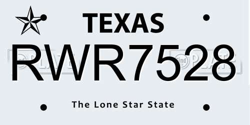 RWR7528 Texas License Plate