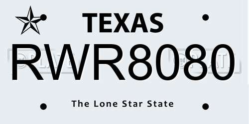 RWR8080 Texas License Plate