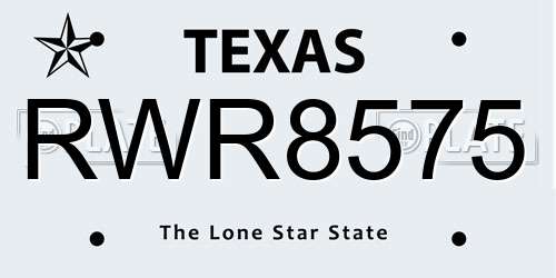 RWR8575 Texas License Plate