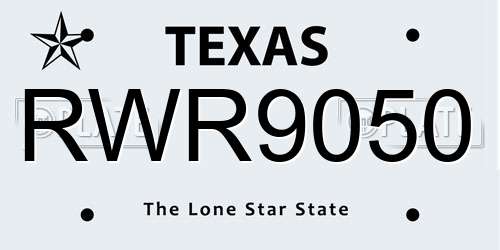 RWR9050 Texas License Plate