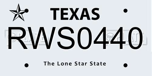 RWS0440 Texas License Plate