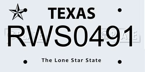 RWS0491 Texas License Plate