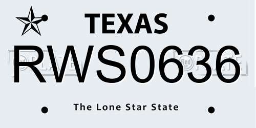 RWS0636 Texas License Plate