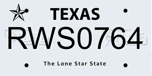 RWS0764 Texas License Plate