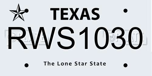 RWS1030 Texas License Plate