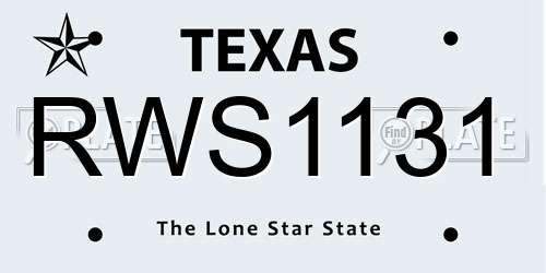 RWS1131 Texas License Plate