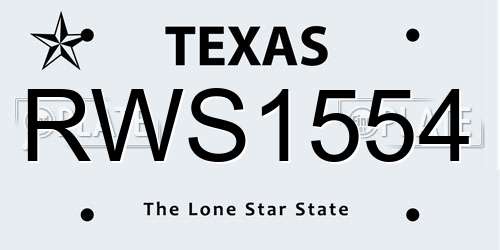 RWS1554 Texas License Plate
