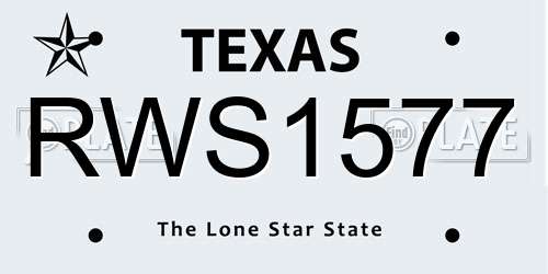 RWS1577 Texas License Plate