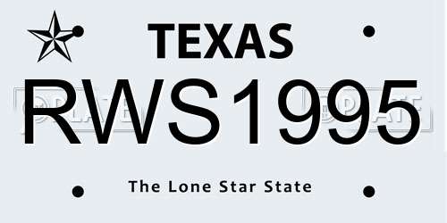 RWS1995 Texas License Plate