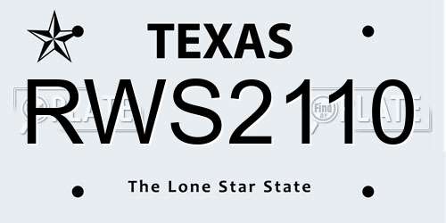 RWS2110 Texas License Plate