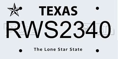 RWS2340 Texas License Plate