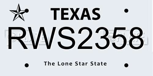 RWS2358 Texas License Plate