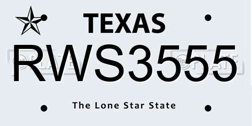 RWS3555 Texas License Plate