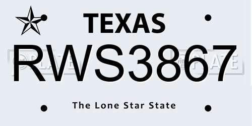 RWS3867 Texas License Plate