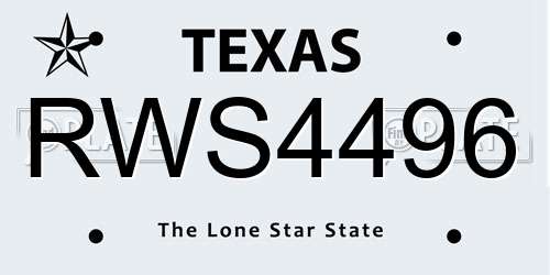 RWS4496 Texas License Plate