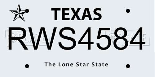 RWS4584 Texas License Plate