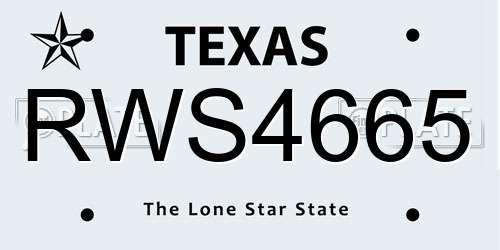 RWS4665 Texas License Plate