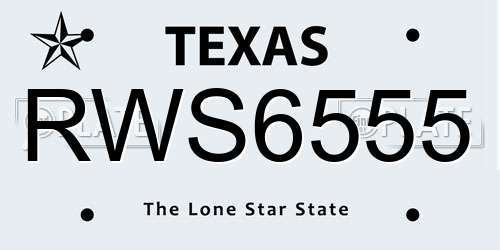 RWS6555 Texas License Plate