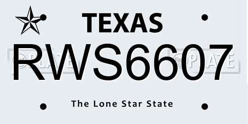 RWS6607 Texas License Plate