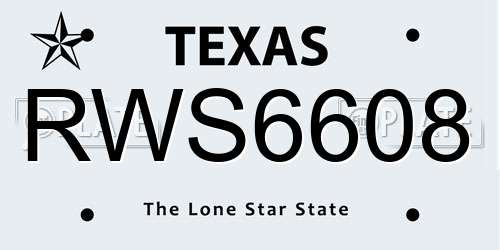 RWS6608 Texas License Plate