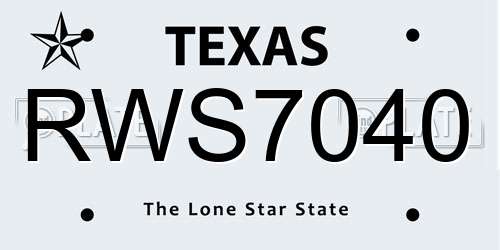 RWS7040 Texas License Plate